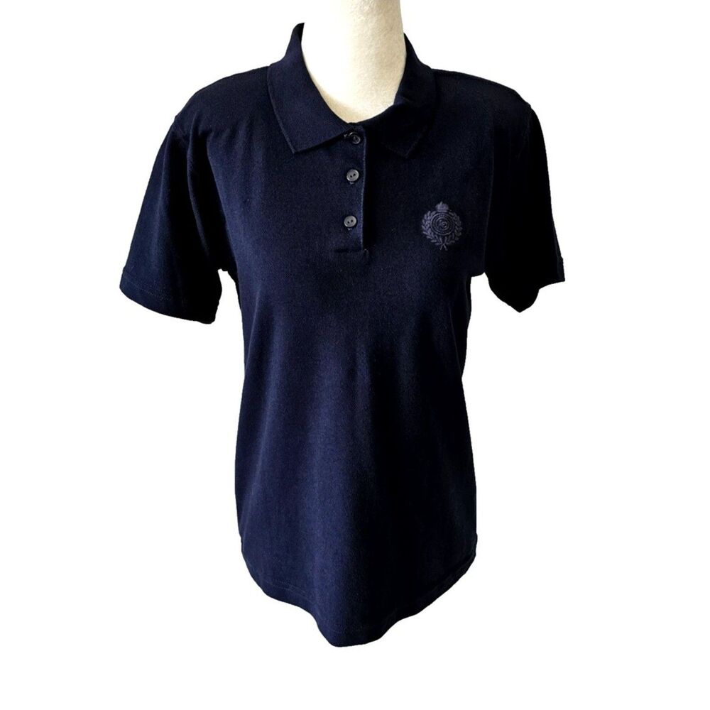 Lizsport Women’s Golf Polo Shirt Navy Blue Size M 100% Cotton